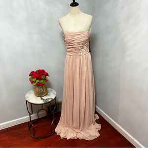 Vera Wang Blush Strapless Ruched Top Gown / Dress -New With Tag Size 10- Reemoly